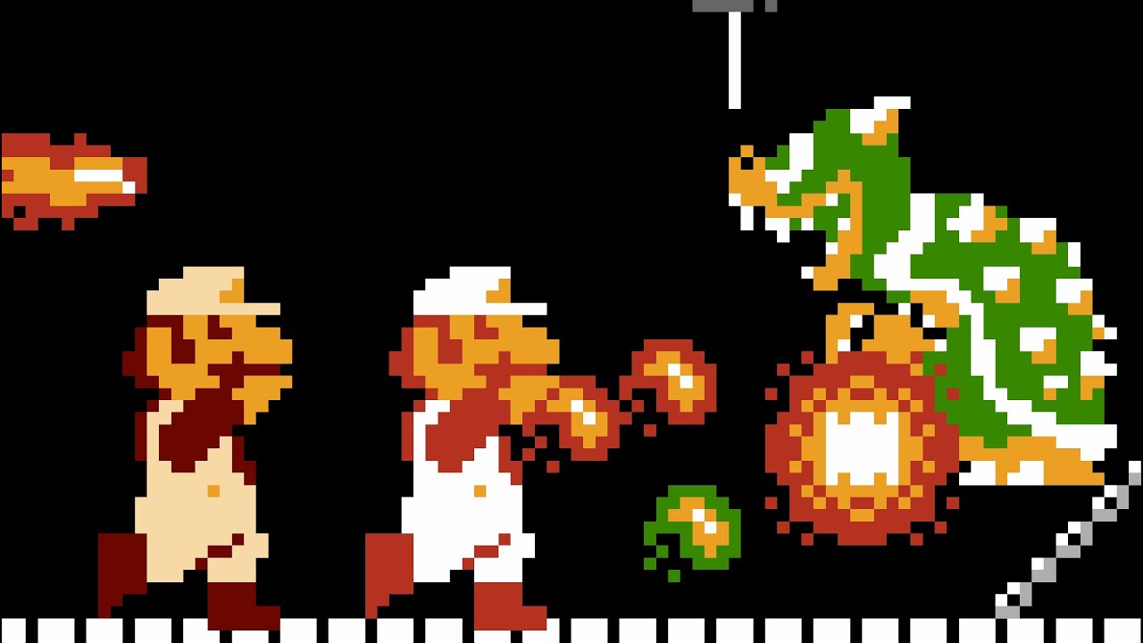 [NES] Super Mario Bros - 2Players co-op(Hack) longplay