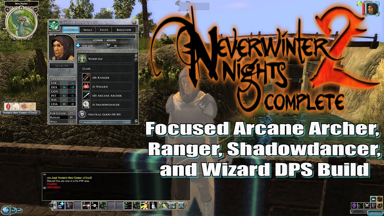 Neverwinter Nights 2 Focused Arcane Archer Ranger Shadowdancer and Wizard DPS Build
