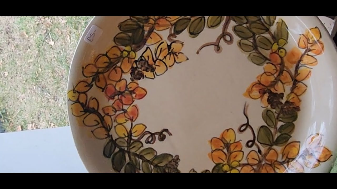 Using Amaco Velvet Underglazes to paint FALL LEAVES on a plate