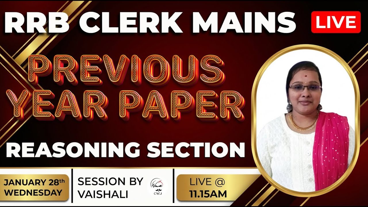 IBPS RRB CLERK MAINS | PREVIOUS YEAR MEMORY BASED QUESTION PAPER | DAY - 29 | REASONING | VAISHALI