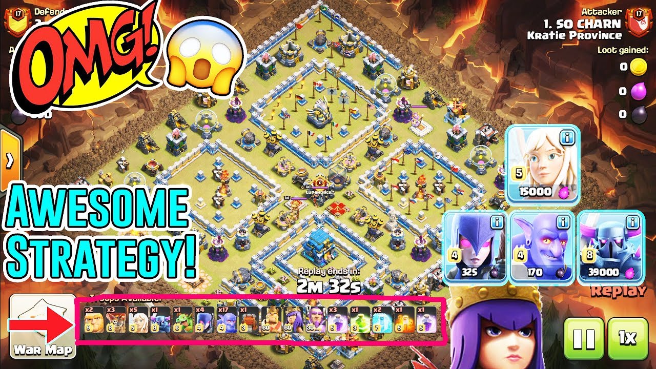 OMG!! AWESOME STRATEGY ATTACK - QW+BOWLER WITCH PEKKA SMASH TH12 3-STAR ( Clash of Clans )