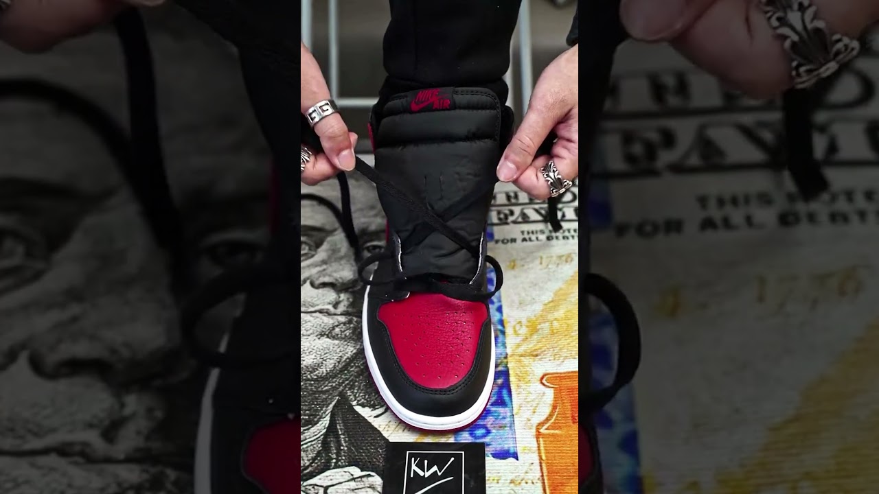 How to lace Nike Air Jordan 1 Retro High OG Bred❤️☑️