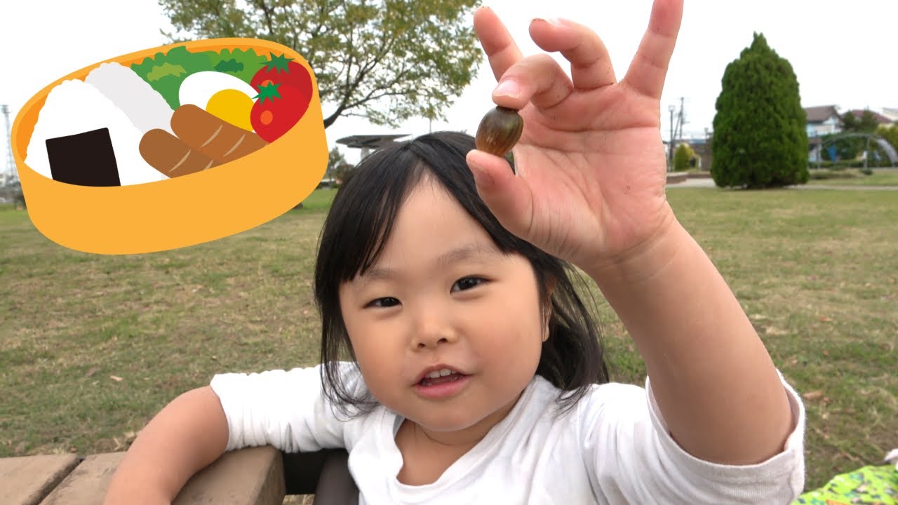 【公園遊び】いずちゃんとみなくんのピクニック♪　追いかけっこや滑り台におおはしゃぎ！　どんぐりひろいではきょうだいゲンカ？【まりちゃんいずちゃん】