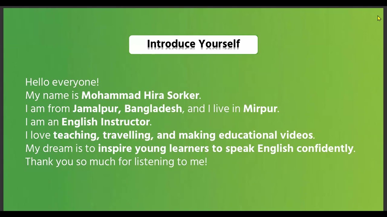 SESSION 01 - Spoken English With Hira Sorker