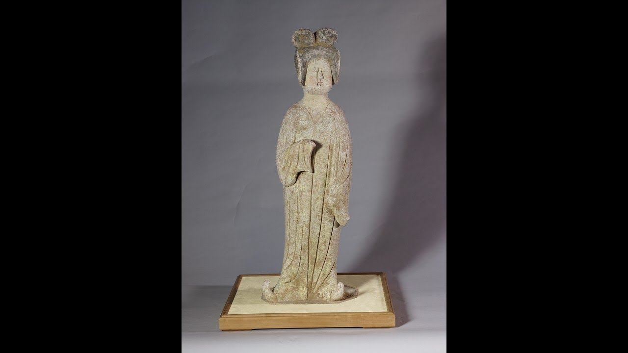 218唐 灰陶加彩仕女俑