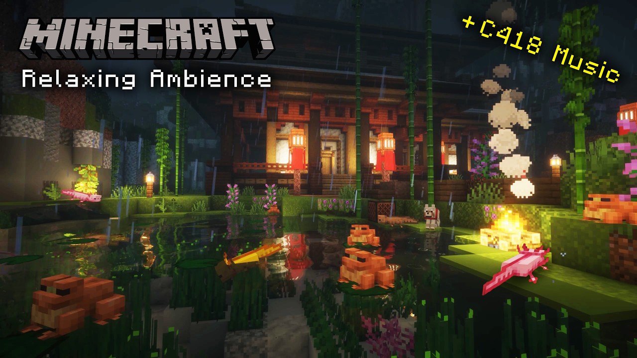 🌿 Relaxing Minecraft Axolotl Pond Ambience (C418 Music)