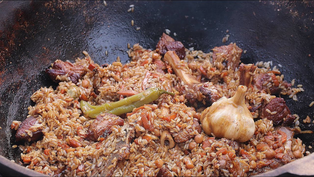 How To Make Traditional Uzbek Plov In Kazan Over Fire | Recipe