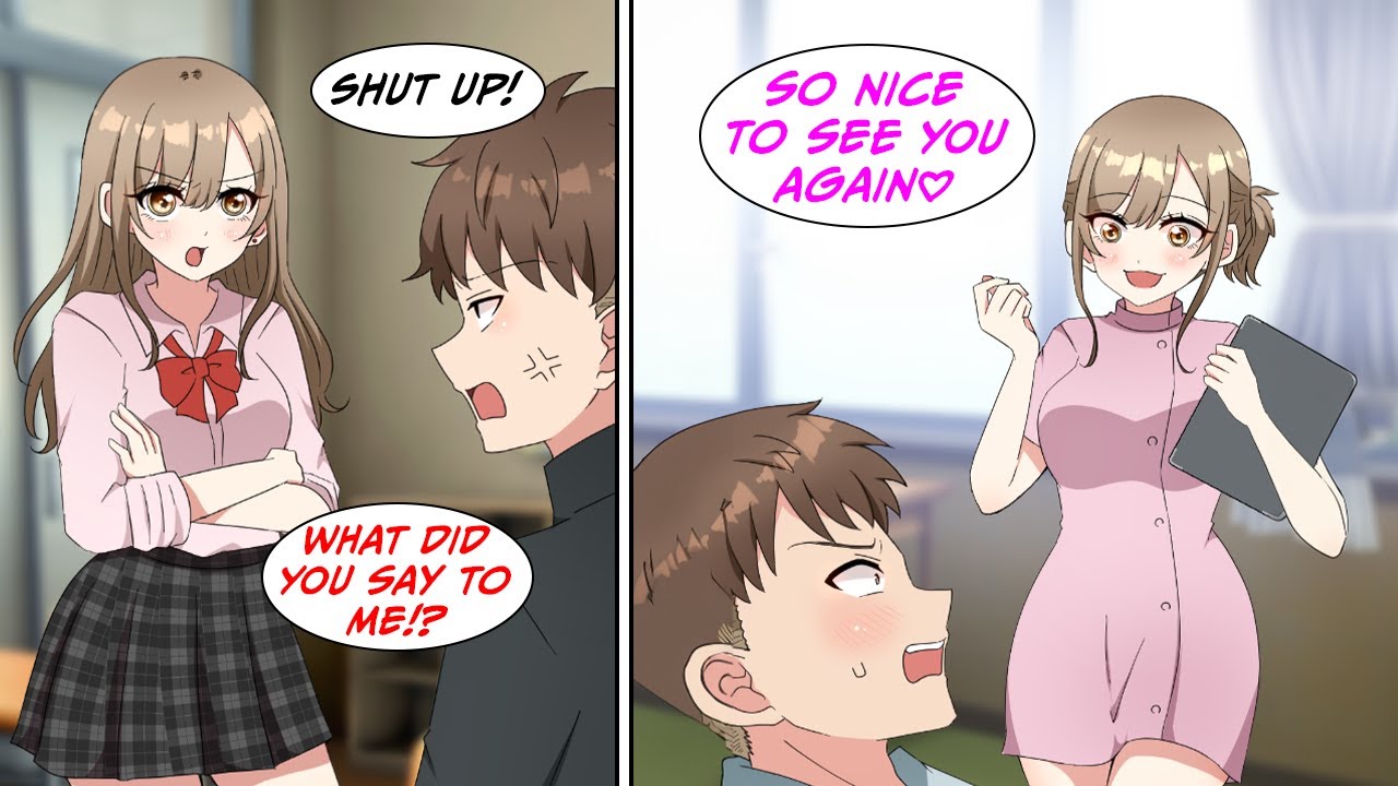 [Manga Dub] The nurse was the delinquent girl that I used to hate... but she's happy to see me..!?