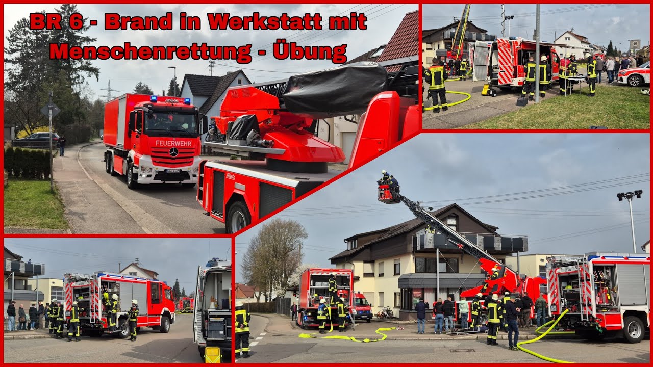 BR 6 Brand in Werkstatt mit Menschenrettung - Feuerwehr Schwäbisch Gmünd im Einsatz - Übung