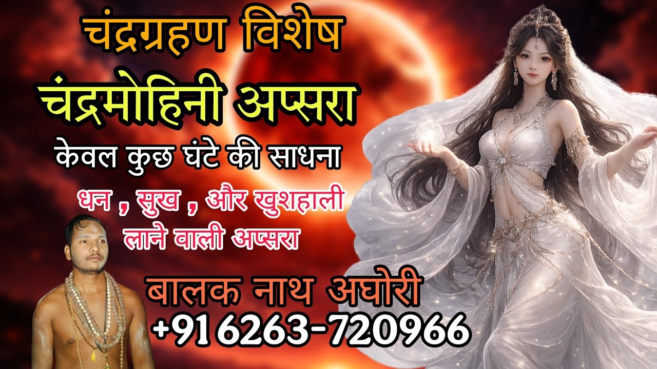 चंद्र ग्रहण विशेष । चंद्रमोहनी अप्सरा केवल कुछ घंटे में सिद्ध । बालक नाथ अघोरी +91 6263-720966