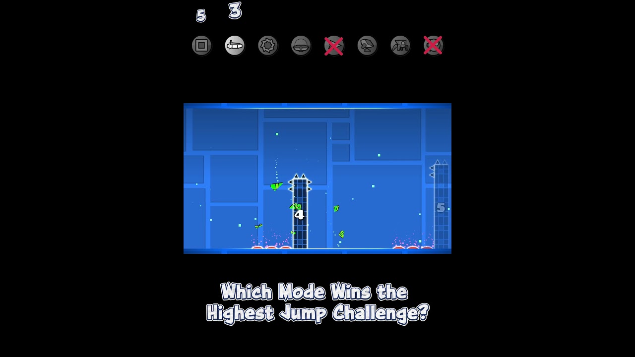 Какой режим выиграет соревнование на самый высокий прыжок? #geometrydash #shorts #viralshorts