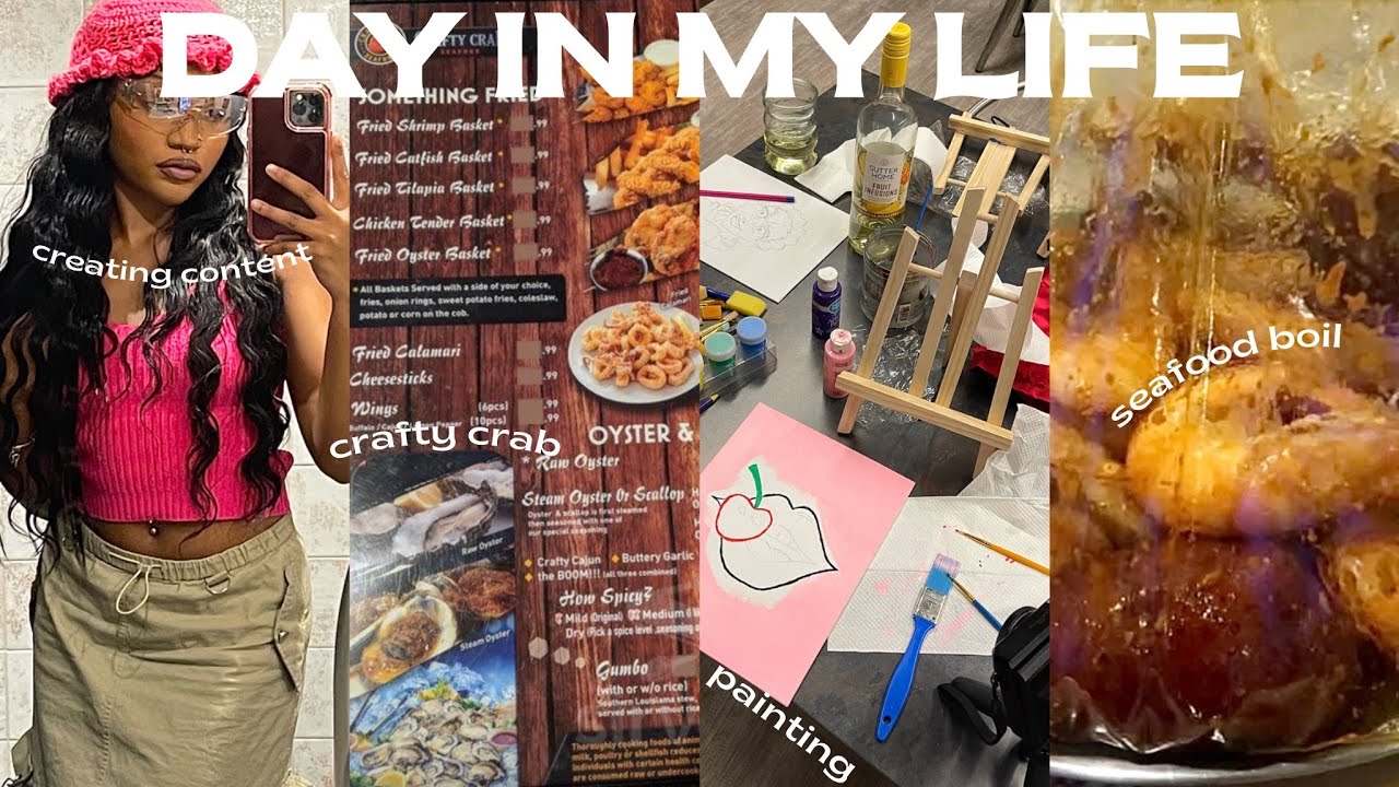 day in my life vlog ♡ | hanging out with new friends, creating content, sip + paint, seafood boil