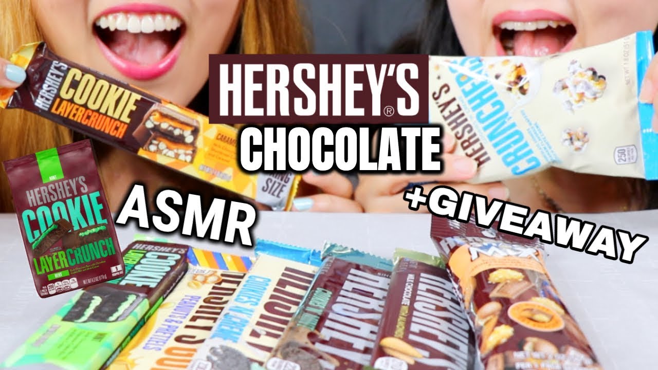 ASMR EATING HERSHEY'S CHOCOLATES (CRUNCHY EATING SOUNDS) + GIVEAWAY