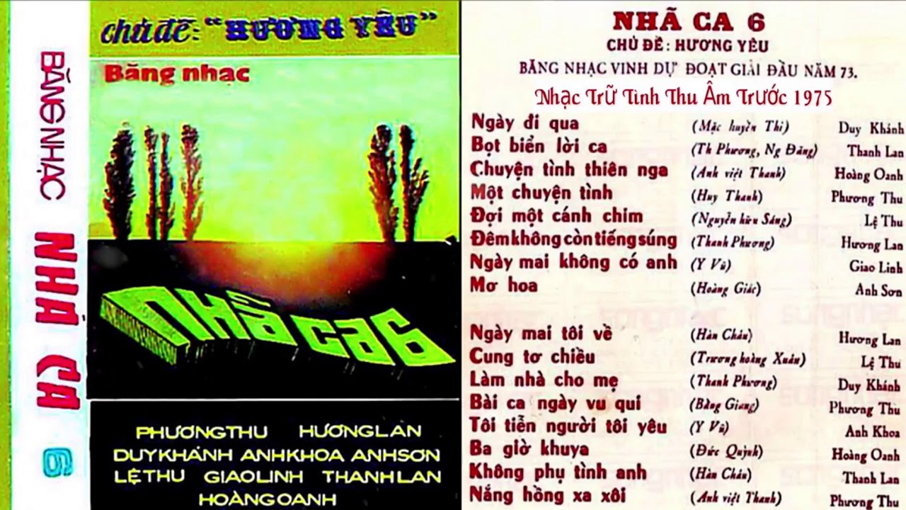 Băng Nhạc NHÃ CA 6 - Hương Yêu (Thu Âm Trước 1075) | Duy Khánh, Thanh Lan, Hoàng Oanh, Lệ Thu