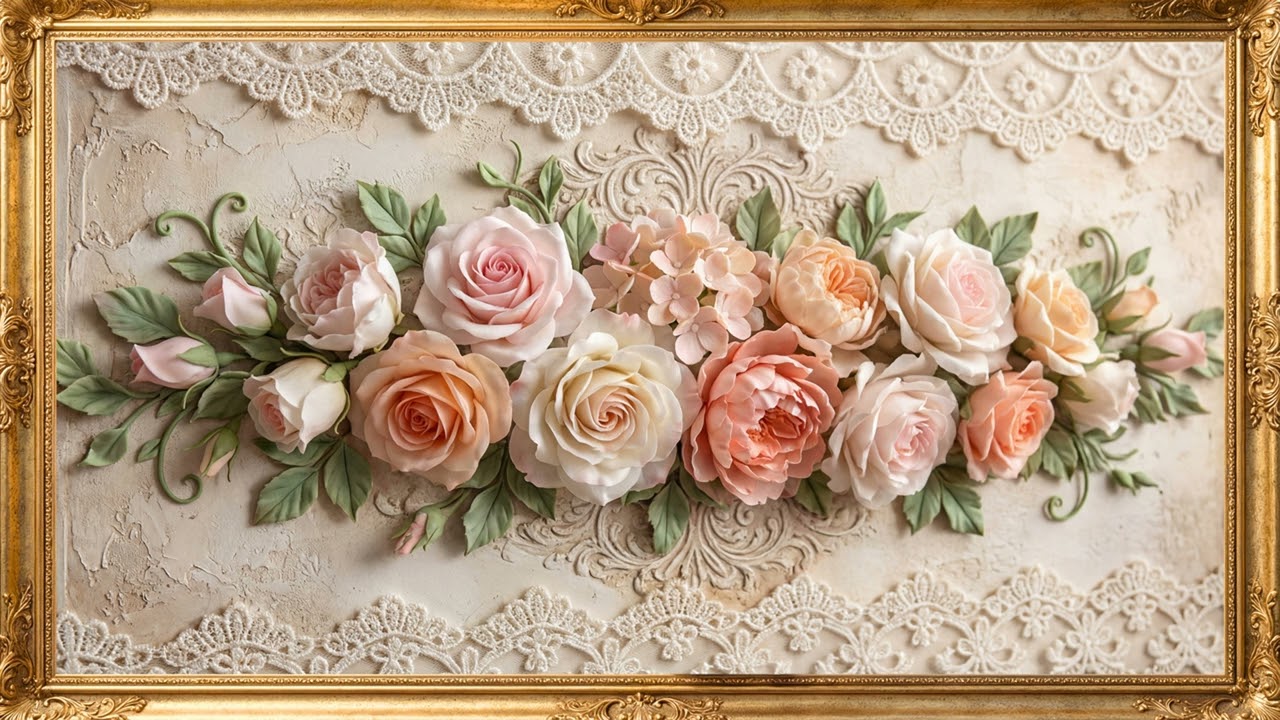 Elegant 3D Floral Wall Art 🌸  Luxury Vintage Roses  Ultra Realistic Octane Render 2