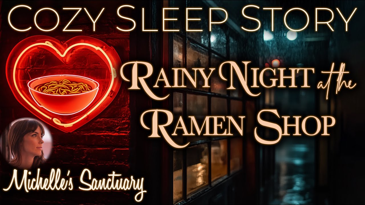 1 HR Sleep Story 🍜 RAINY NIGHT AT THE RAMEN SHOP 🌧 Cozy Bedtime Story w/Rain Sounds (female voice)