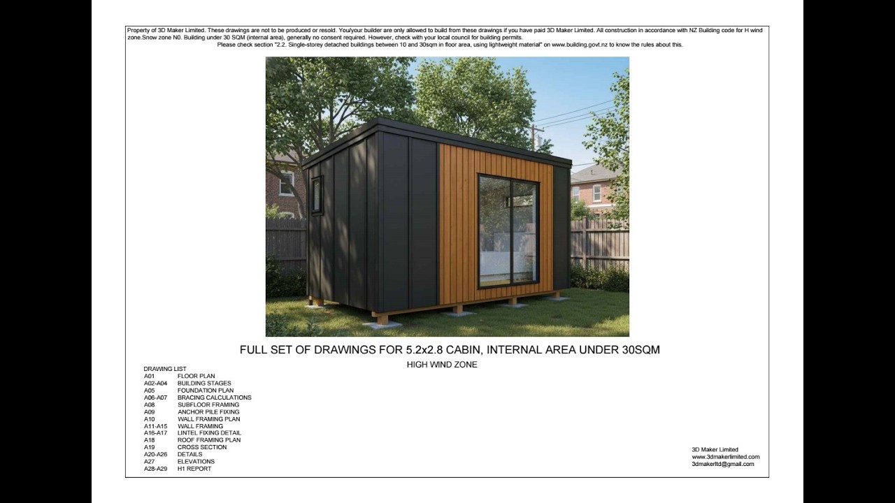 Build this 5.2x2.8m cabin without a building consent!