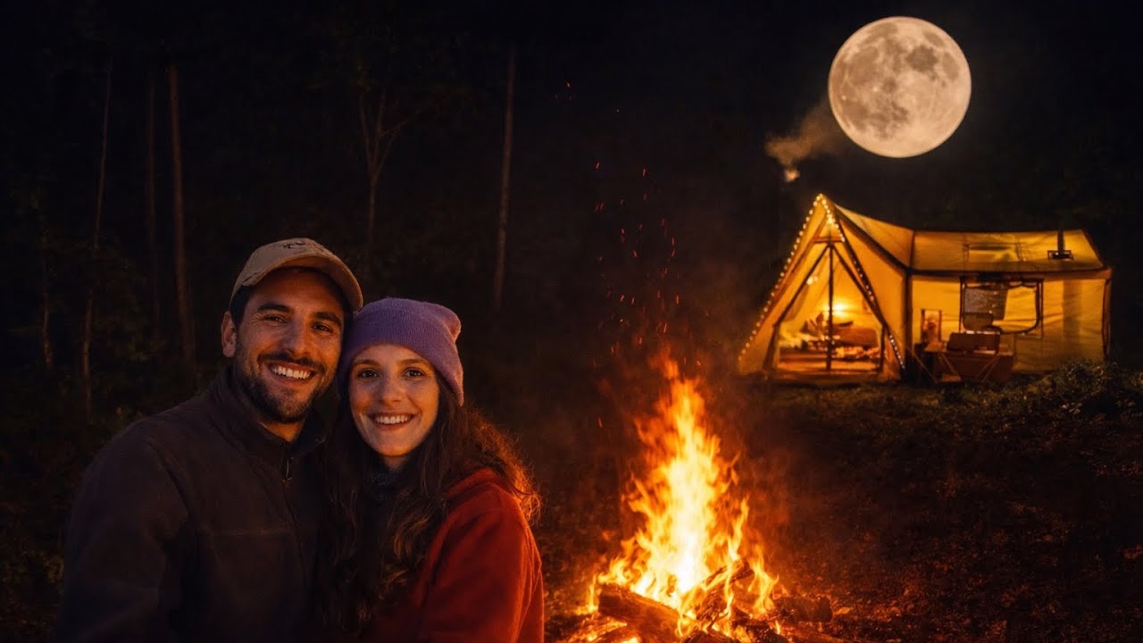 Ormanda Şişme &Ccedil;adır ile Ateş Eşliğinde Kamp | Forest Camping with an Inflatable Tent and a Campfire