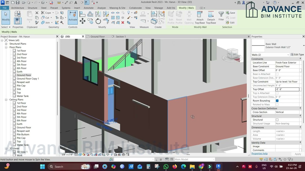 Mr. Harun Live Project Revit Training Part 12 | Ground Floor Exterior Finish Wall, Group & Copy
