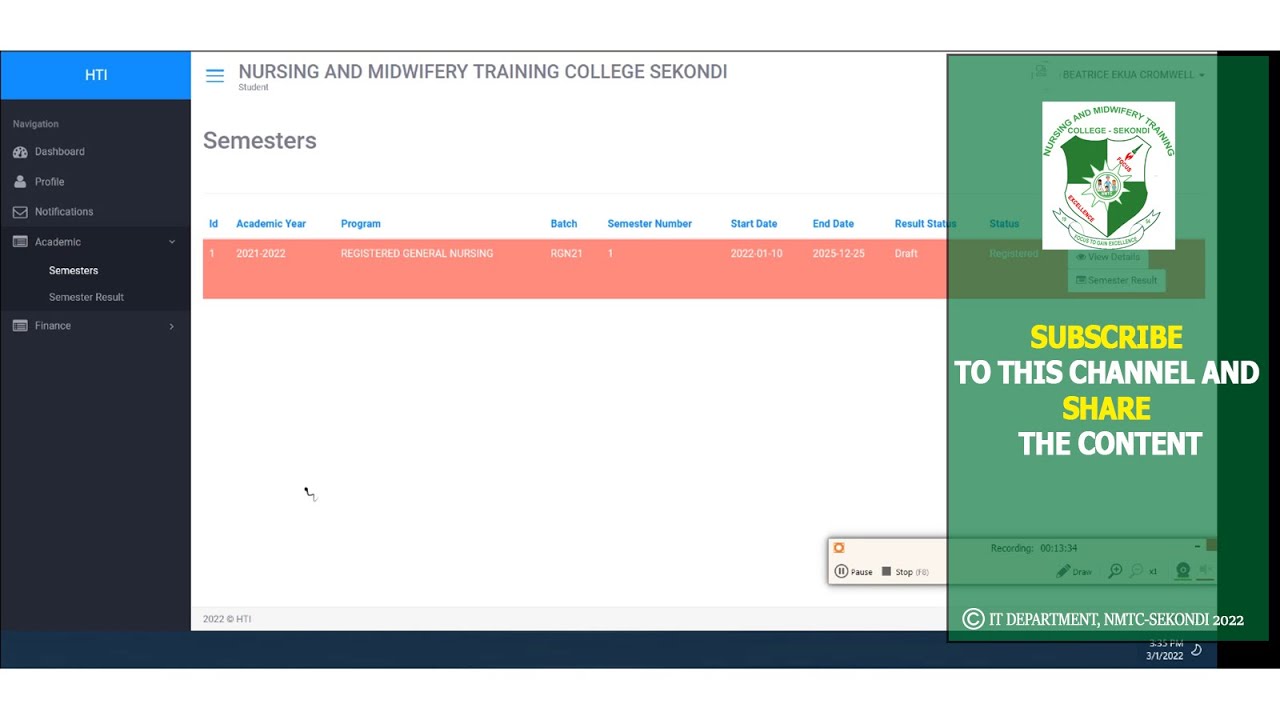 COURSE REGISTRATION  (PART ONE)