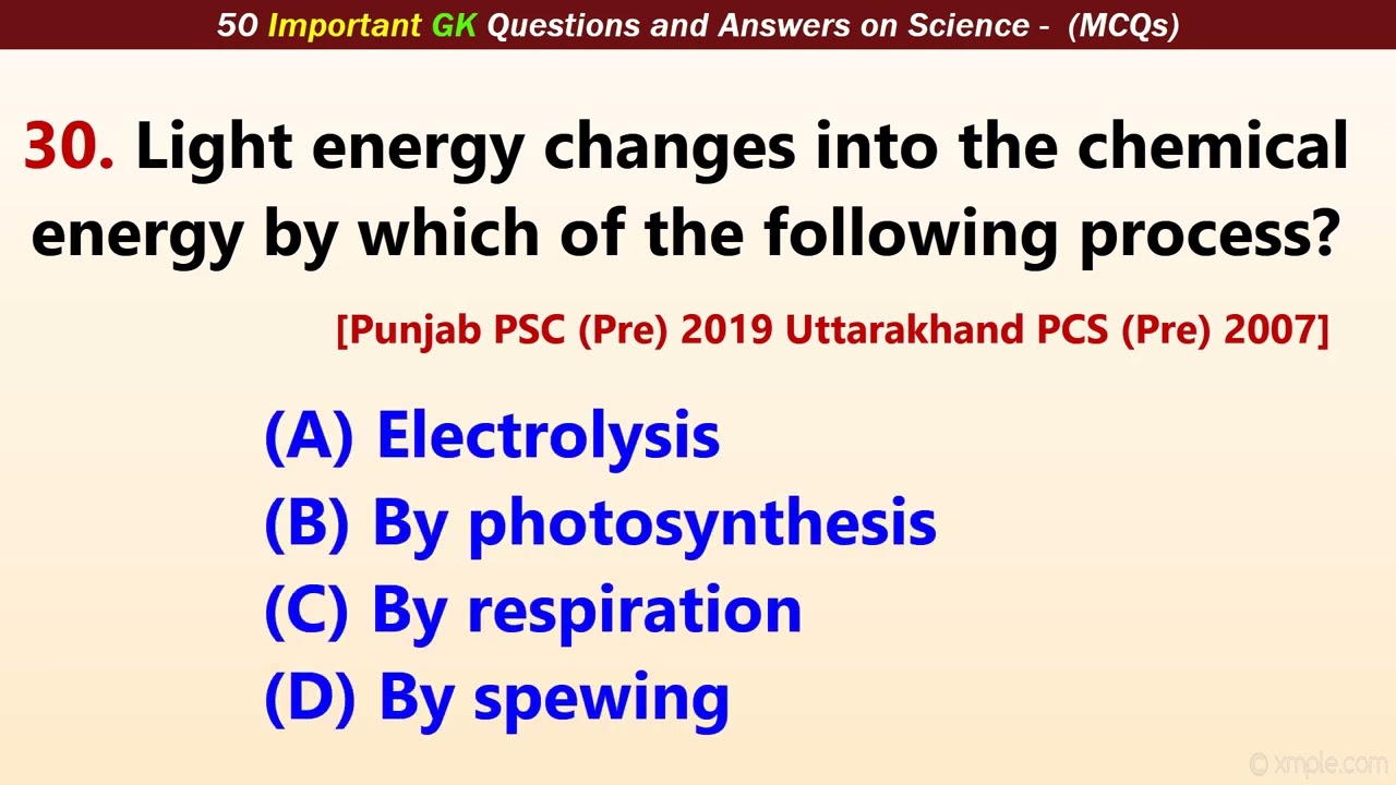 50 Science GK Multiple choice questions (MCQs) for UPSC, Civil Services, SSC etc. competitive exams