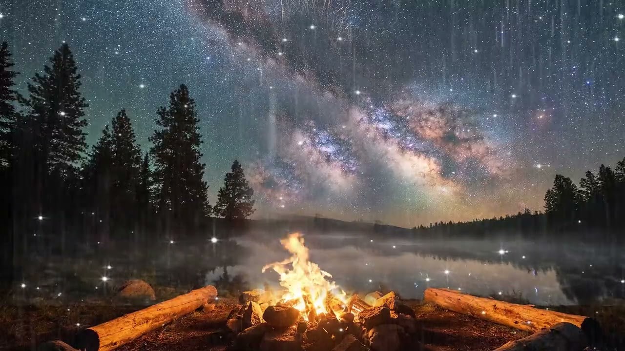 3 Hours Campfire Sounds for Sleeping 🔥 Deep Sleep Fire Crackling and Night Nature Ambience