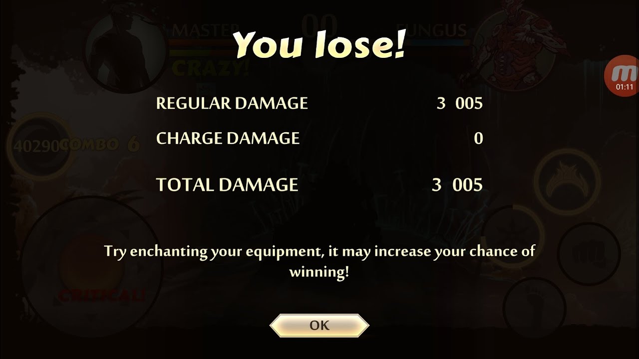 Shadow Fight 2 Урон без заряда 3005