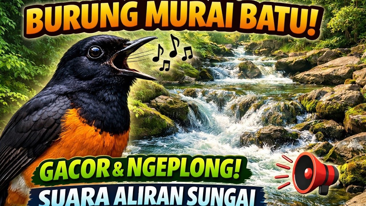 Suara Murai Batu Gacor + Aliran Sungai Jernih 🌿 Masteran & Pancingan Murai Batu Biar Rajin Bunyi