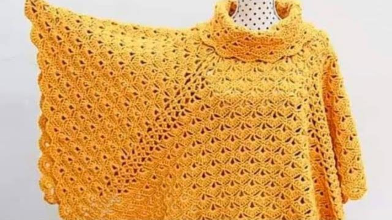 بونشو كروشيه مربع بغرزة الصدفة مع شرح جميع المقاسات / قناة #كروشيه_يوتيوب