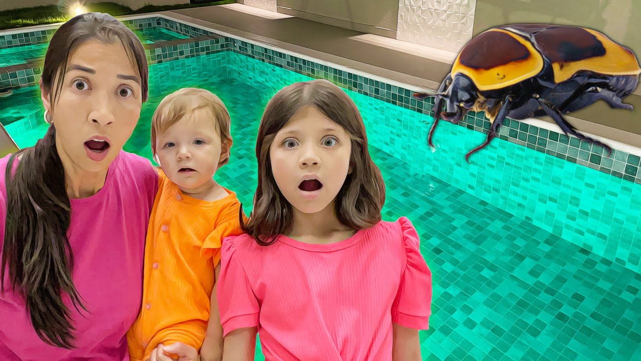 PASSAMOS A NOITE NA PISCINA E FOMOS ATACADAS POR BESOUROS GIGANTES ★ FAMÍLIA MASUDINHA ★