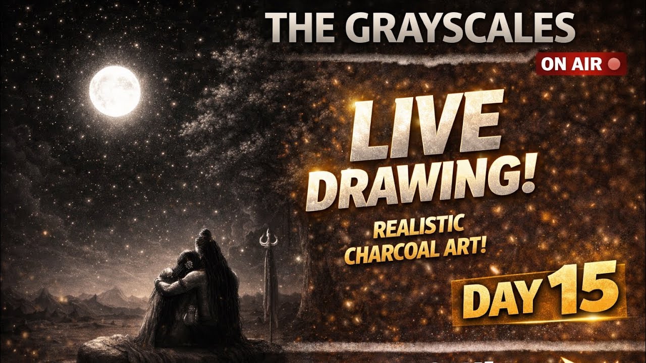 Day 15 Live Real Time Charcoal Art | The Grayscales