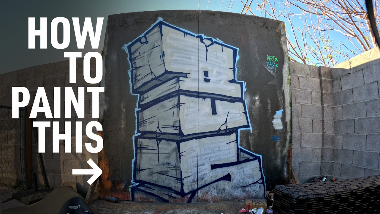 Breaking Down Vertical 3D Block Letters with Spray Paint #graffiti