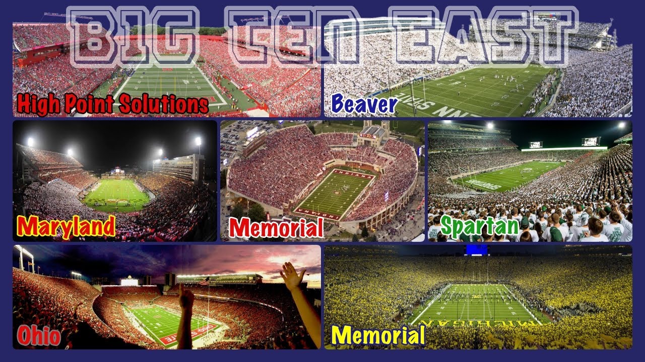 The Big Ten East College Football Stadium Tour with Fight Songs and Lyrics - StateLionPro - B1G East