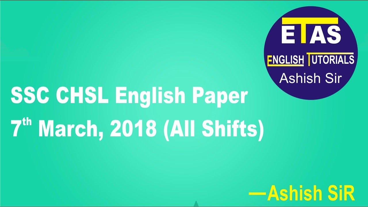 SSC CHSL English Paper | 7th March, 2018 | All shifts