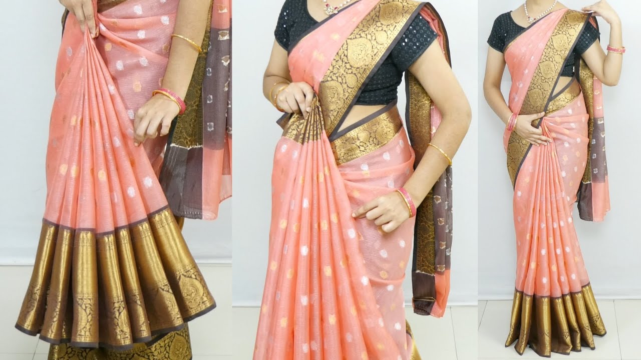 NO PINS, NO FUSS Easiest way to drape Organza Saree in 2 Minutes |Trending Style With Perfect Pleats