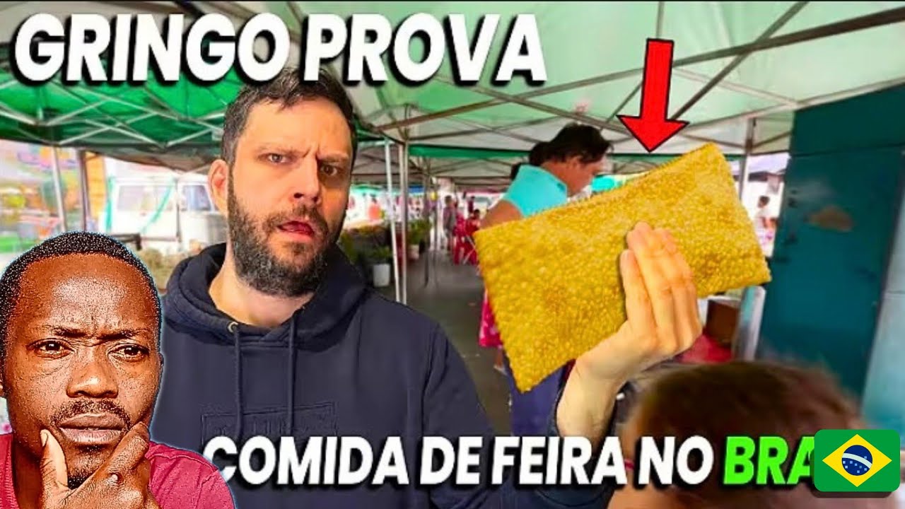Reação do Gringo que Visita Feira Brasileira🇧🇷 e Prova Comidas diversas. 