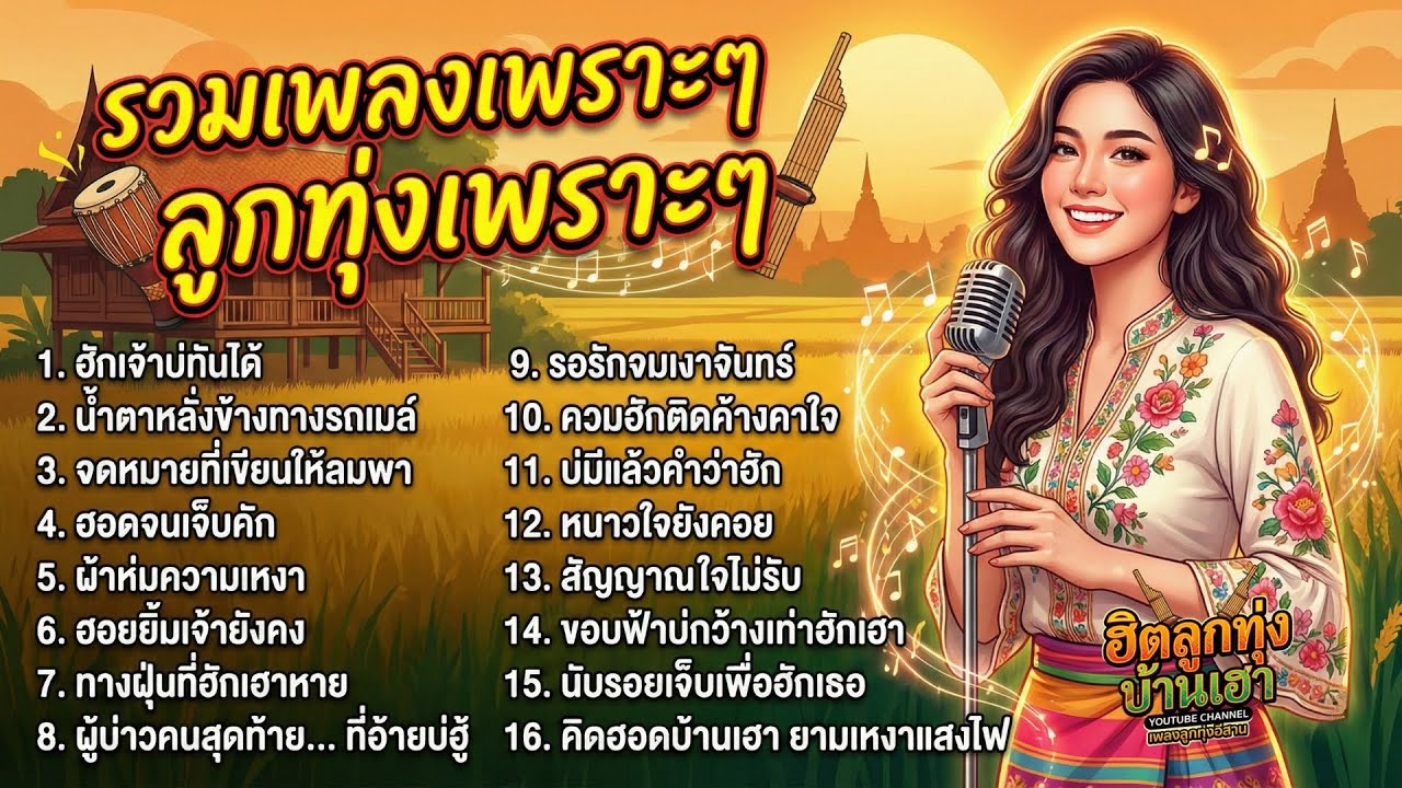 รวมเพลงลูกทุ่งเพราะๆ ลูกทุ่งเศร้า อกหักคิดฮอด ซึ้งๆ เรียกน้ำตา ไม่มีโฆษณาคั่น | ฮิตลูกทุ่งบ้านเฮา