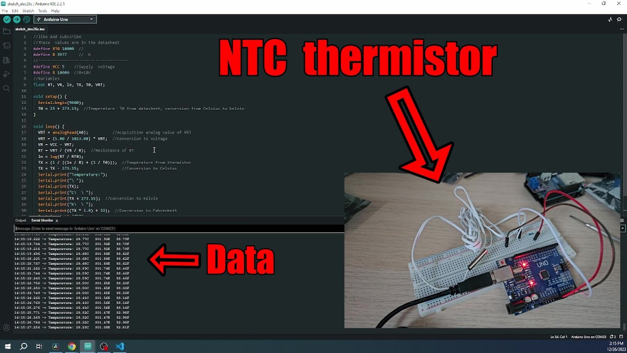 Простая схема NTC-термистора с Arduino