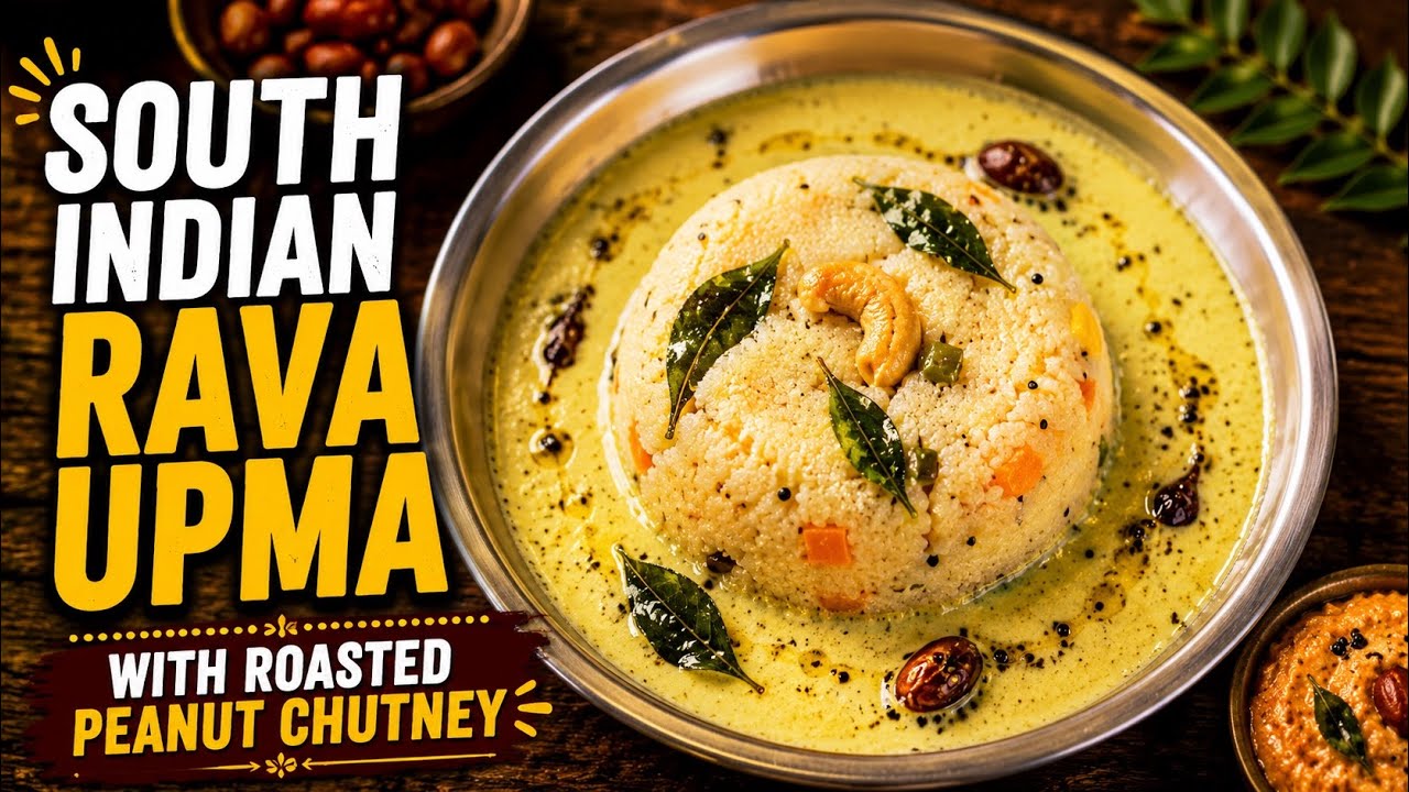 Soft Semolina Upma with Peanut Chutney | Easy South Indian Breakfast