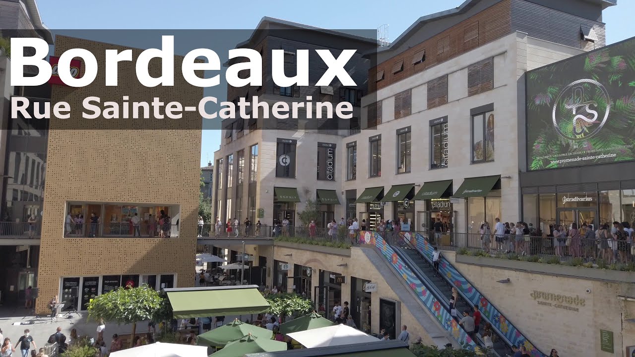 🇫🇷 Bordeaux: Rue Sainte-Catherine shopping street / 4K