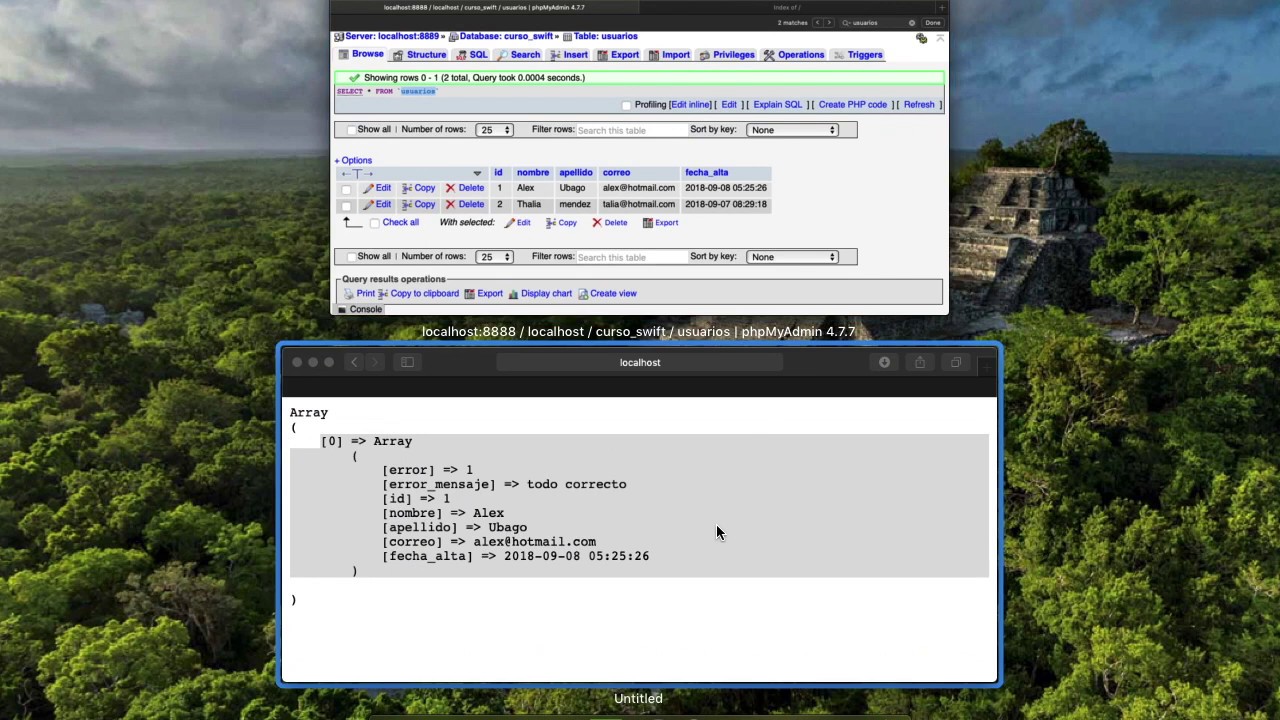Swift + PHP + MySql + JSON, web service básico