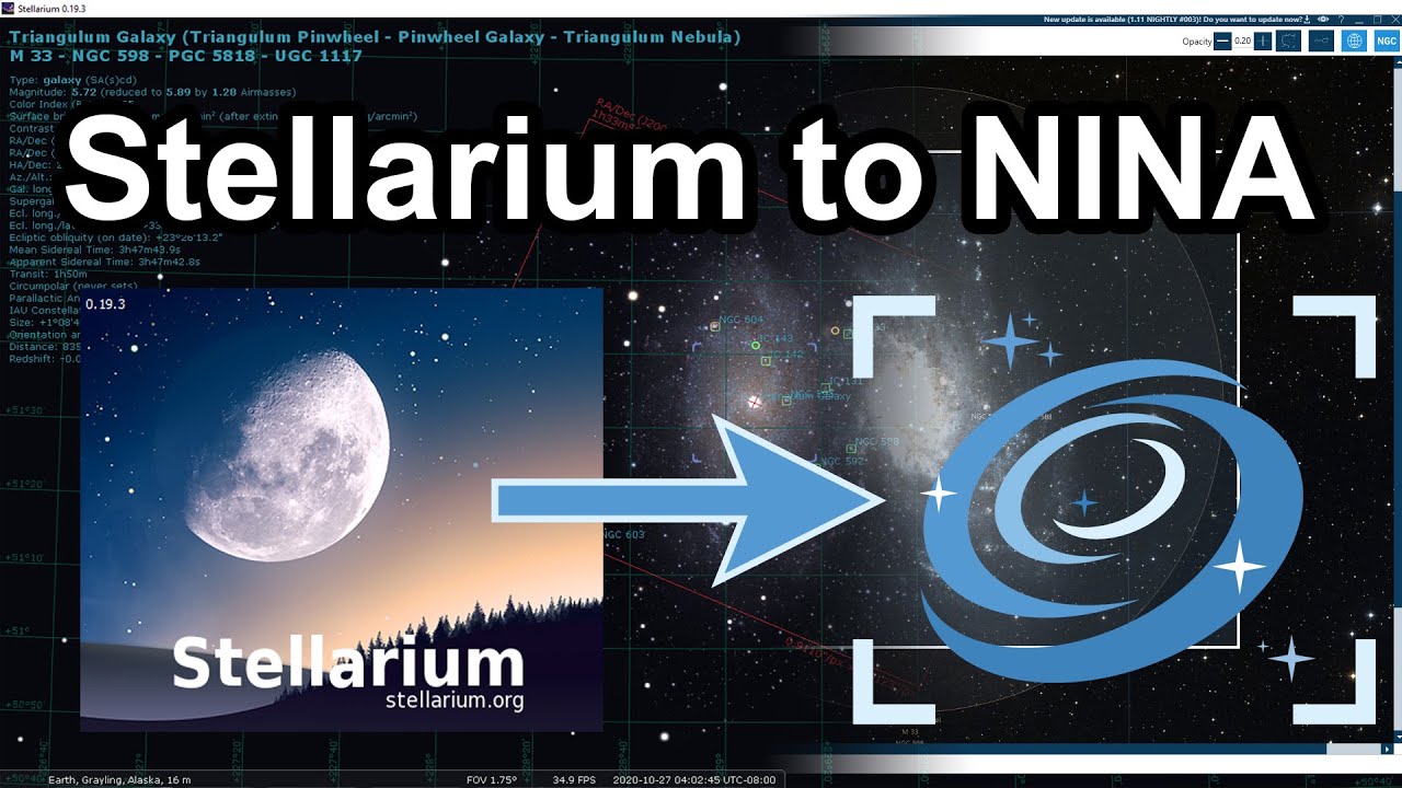 Как импортировать координаты Stellarium в NINA