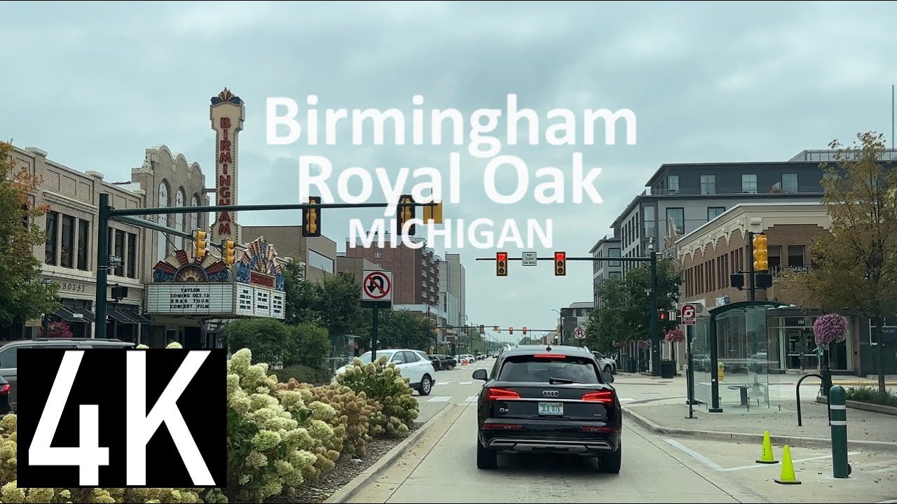 Driving Through Birmingham, Michigan 4K Street Tour - Downtown Birmingham & Parts of Royal Oak