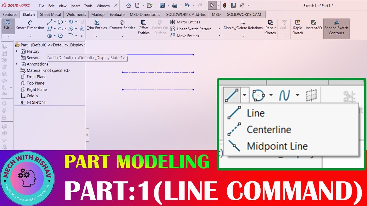 SOLIDWORKS LINE COMMAND | SKETCH TOOL PART-1|SOLIDWORKS FOR BEGINERS