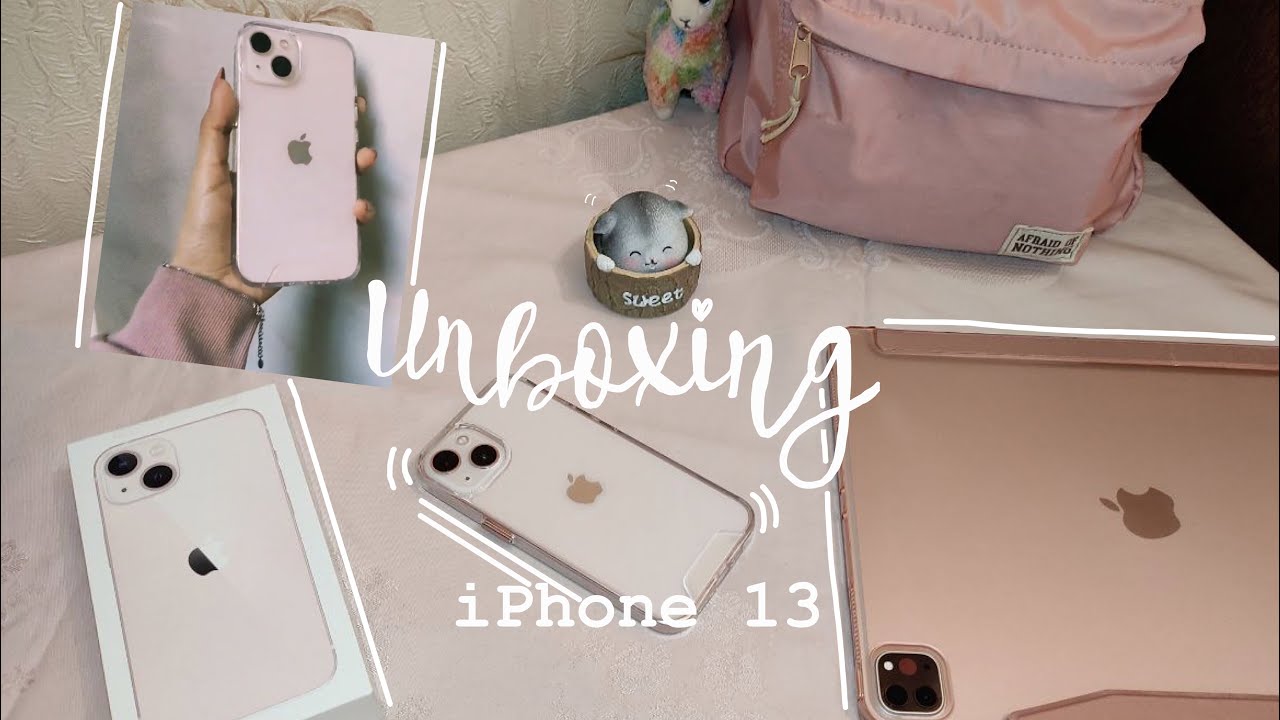 iPhone 13 (Pink) Aesthetic Unboxing + Accessories 📦✨ | ASMR | Blue Bird