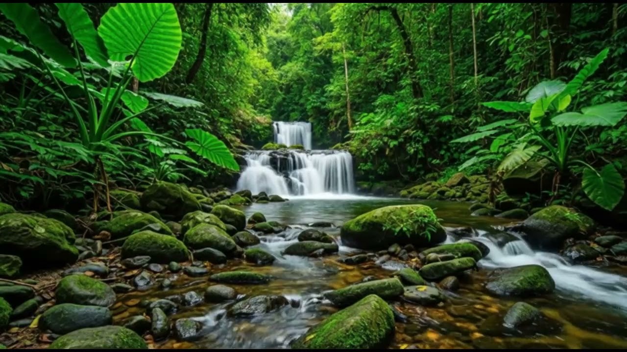 Listen to stress-relieving music, watch the beautiful mountains and flowing water.
