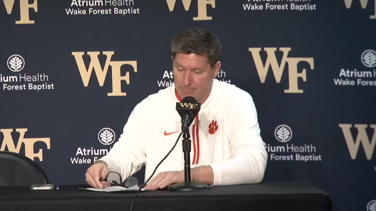 Clemson basketball head coach Brad Brownell postgame following loss to Wake Forest
