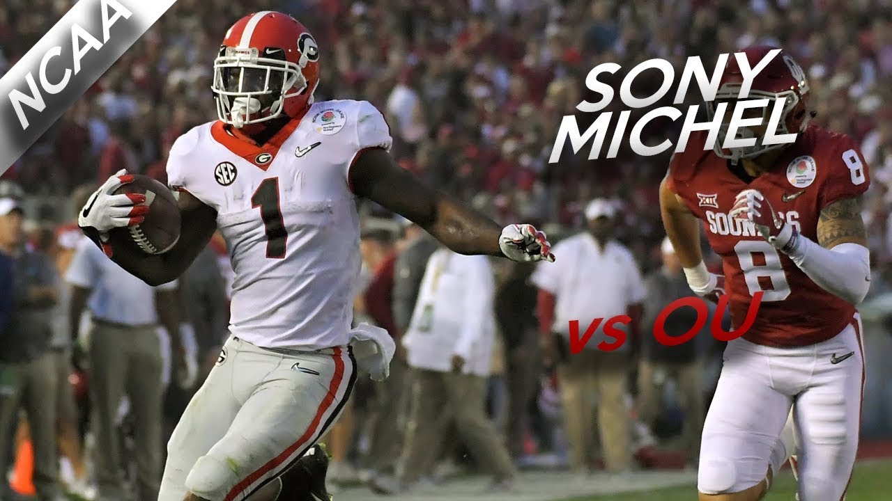 Sony Michel Rose Bowl Highlights vs Oklahoma // 15 Touches for 222 Yards, 4 TDs // 1.1.18
