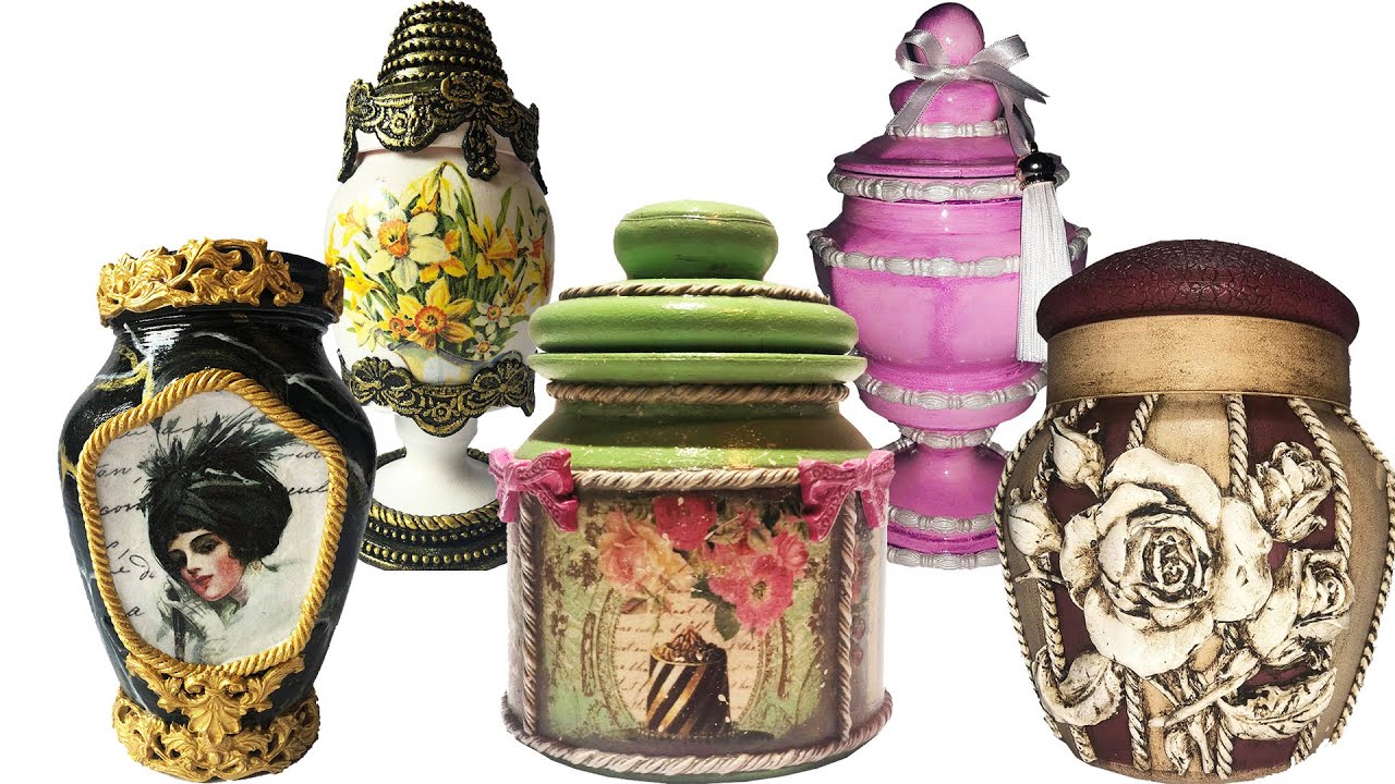 TOP 5 IDEAS FOR DECOUPAGE JARS / IDEAS FOR JARS