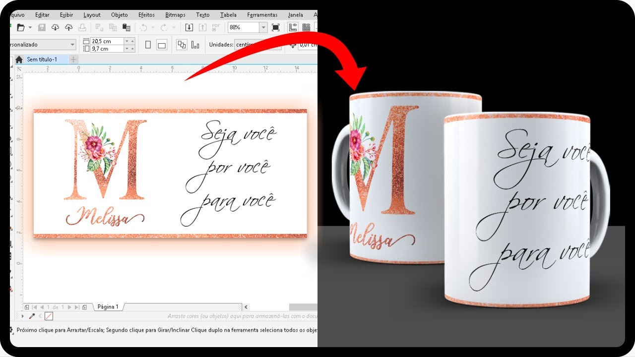 Como Fazer Artes para Canecas Com Iniciais de Nome para Sublimação no Corel DRAW 2020 (FACILMENTE)